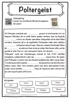 Vorschau - Unterrichtsreihen - Poltergeist Lückentext mit Wortspeicher Hörverstehen und Suchsel - Seite 1