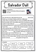 Vorschau - Unterrichtsreihen - Salvador Dalí Lückentext mit Wortspeicher Hörverstehen und Suchsel - Seite 1