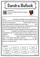 Vorschau - Unterrichtsreihen - Sandra Bullock Lückentext mit Wortspeicher Hörverstehen und Suchsel - Seite 1
