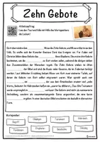 Vorschau - Unterrichtsreihen - Zehn Gebote Lückentext mit Wortspeicher Hörverstehen und Suchsel - Seite 1