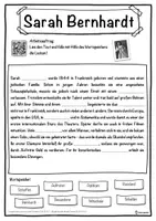 Vorschau - Unterrichtsreihen - Sarah Bernhardt Lückentext mit Wortspeicher Hörverstehen und Suchsel - Seite 1