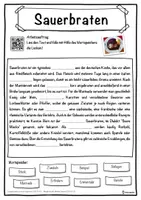 Vorschau - Unterrichtsreihen - Sauerbraten Lückentext mit Wortspeicher Hörverstehen und Suchsel - Seite 1