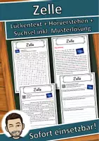 Vorschau - Unterrichtsreihen - Zelle Lückentext mit Wortspeicher Hörverstehen und Suchsel - Deckblatt