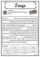 Vorschau - Unterrichtsreihen - Zeuge Lückentext mit Wortspeicher Hörverstehen und Suchsel - Seite 1