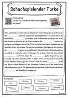 Vorschau - Unterrichtsreihen - Schachspielender Türke Lückentext mit Wortspeicher Hörverstehen und Suchsel - Seite 1
