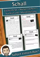 Vorschau - Unterrichtsreihen - Schall Lückentext mit Wortspeicher Hörverstehen und Suchsel - Deckblatt