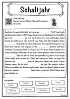 Vorschau - Unterrichtsreihen - Schaltjahr Lückentext mit Wortspeicher Hörverstehen und Suchsel - Seite 1