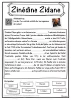 Vorschau - Unterrichtsreihen - Zinédine Zidane Lückentext mit Wortspeicher Hörverstehen und Suchsel - Seite 1