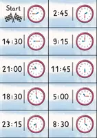 Vorschau - Spiele - Uhrzeiten Domino | Uhr lesen lernen Mathematikspiel - Seite 1