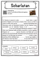 Vorschau - Unterrichtsreihen - Scharlatan Lückentext mit Wortspeicher Hörverstehen und Suchsel - Seite 1
