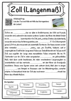 Vorschau - Unterrichtsreihen - Zoll (Längenmaß) Lückentext mit Wortspeicher Hörverstehen und Suchsel - Seite 1