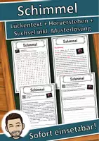 Vorschau - Unterrichtsreihen - Schimmel Lückentext mit Wortspeicher Hörverstehen und Suchsel - Deckblatt