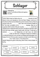 Vorschau - Unterrichtsreihen - Schlager Lückentext mit Wortspeicher Hörverstehen und Suchsel - Seite 1