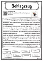 Vorschau - Unterrichtsreihen - Schlagzeug Lückentext mit Wortspeicher Hörverstehen und Suchsel - Seite 1