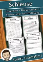 Vorschau - Unterrichtsreihen - Schleuse Lückentext mit Wortspeicher Hörverstehen und Suchsel - Deckblatt