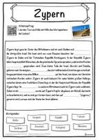 Vorschau - Unterrichtsreihen - Zypern Lückentext mit Wortspeicher Hörverstehen und Suchsel - Seite 1