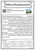 Vorschau - Unterrichtsreihen - Schloss Neuschwanstein Lückentext mit Wortspeicher Hörverstehen und Suchsel - Seite 1
