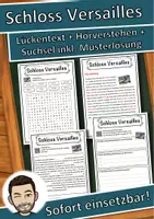Vorschau - Unterrichtsreihen - Schloss Versailles Lückentext mit Wortspeicher Hörverstehen und Suchsel - Deckblatt