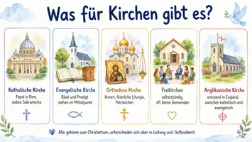Vorschau - Arbeitsblätter - Arbeitsblätter zum Thema "Was für Kirchen gibt es?" + Lösung & MP3 + Infografik - Seite 3