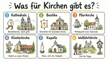 Vorschau - Arbeitsblätter - Arbeitsblätter zum Thema "Was für Kirchen gibt es?" + Lösung & MP3 + Infografik - Seite 1