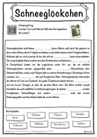 Vorschau - Unterrichtsreihen - Schneeglöckchen Lückentext mit Wortspeicher Hörverstehen und Suchsel - Seite 1