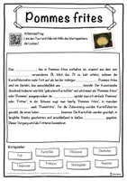 Vorschau - Unterrichtsreihen - Pommes frites Lückentext mit Wortspeicher Hörverstehen und Suchsel - Seite 1