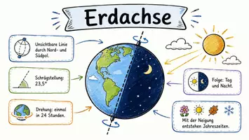 Vorschau - Arbeitsblätter - Arbeitsblätter "Erdachse" + Lösung & MP3 + Infografik - Seite 1