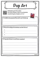 Vorschau - Unterrichtsreihen - Pop Art Lückentext mit Wortspeicher Hörverstehen und Suchsel - Seite 3