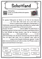 Vorschau - Unterrichtsreihen - Schottland Lückentext mit Wortspeicher Hörverstehen und Suchsel - Seite 1