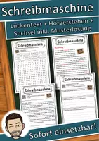 Vorschau - Unterrichtsreihen - Schreibmaschine Lückentext mit Wortspeicher Hörverstehen und Suchsel - Deckblatt