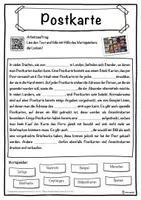 Vorschau - Unterrichtsreihen - Postkarte Lückentext mit Wortspeicher Hörverstehen und Suchsel - Seite 1