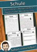 Vorschau - Unterrichtsreihen - Schule Lückentext mit Wortspeicher Hörverstehen und Suchsel - Deckblatt