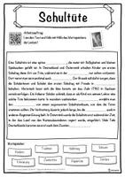 Vorschau - Unterrichtsreihen - Schultüte Lückentext mit Wortspeicher Hörverstehen und Suchsel - Seite 1