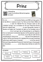 Vorschau - Unterrichtsreihen - Prinz Lückentext mit Wortspeicher Hörverstehen und Suchsel - Seite 1