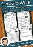 Vorschau - Unterrichtsreihen - Schwarz-Weiß Lückentext mit Wortspeicher Hörverstehen und Suchsel - Deckblatt