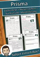 Vorschau - Unterrichtsreihen - Prisma Lückentext mit Wortspeicher Hörverstehen und Suchsel - Deckblatt