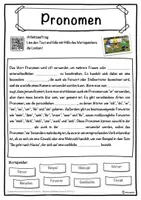 Vorschau - Unterrichtsreihen - Pronomen Lückentext mit Wortspeicher Hörverstehen und Suchsel - Seite 1