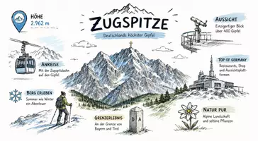 Vorschau - Arbeitsblätter - AB mit Fragen zum Thema "Zugspitze" + Lösungsblatt + Infografik - Seite 1