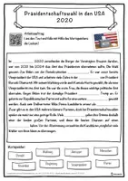 Vorschau - Unterrichtsreihen - Präsidentschaftswahl in den USA 2020 Lückentext mit Wortspeicher Hörverstehen und Suchsel - Seite 1