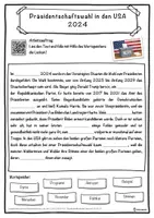 Vorschau - Unterrichtsreihen - Präsidentschaftswahl in den USA 2024 Lückentext mit Wortspeicher Hörverstehen und Suchsel - Seite 1