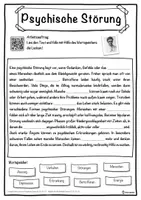 Vorschau - Unterrichtsreihen - Psychische Störung Lückentext mit Wortspeicher Hörverstehen und Suchsel - Seite 1