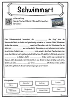 Vorschau - Unterrichtsreihen - Schwimmart Lückentext mit Wortspeicher Hörverstehen und Suchsel - Seite 1