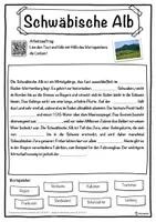 Vorschau - Unterrichtsreihen - Schwäbische Alb Lückentext mit Wortspeicher Hörverstehen und Suchsel - Seite 1