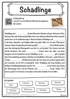 Vorschau - Unterrichtsreihen - Schädlinge Lückentext mit Wortspeicher Hörverstehen und Suchsel - Seite 1