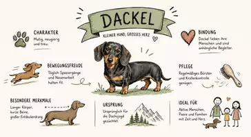 Vorschau - Arbeitsblätter - AB mit Fragen zum Thema "Dackel" + Lösungsblatt + Infografik - Seite 1
