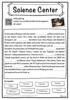 Vorschau - Unterrichtsreihen - Science Center Lückentext mit Wortspeicher Hörverstehen und Suchsel - Seite 1