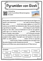 Vorschau - Unterrichtsreihen - Pyramiden von Gizeh Lückentext mit Wortspeicher Hörverstehen und Suchsel - Seite 1