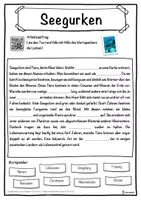 Vorschau - Unterrichtsreihen - Seegurken Lückentext mit Wortspeicher Hörverstehen und Suchsel - Seite 1