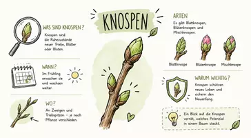 Vorschau - Arbeitsblätter - AB mit Fragen zum Thema "Knospen" + Lösungsblatt + Infografik - Seite 1