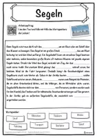 Vorschau - Unterrichtsreihen - Segeln Lückentext mit Wortspeicher Hörverstehen und Suchsel - Seite 1